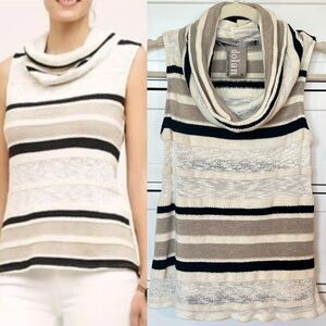 Dolan Anthropologie Charente Sleeveless Knit Women’s XS Beige Striped Cowl Neck